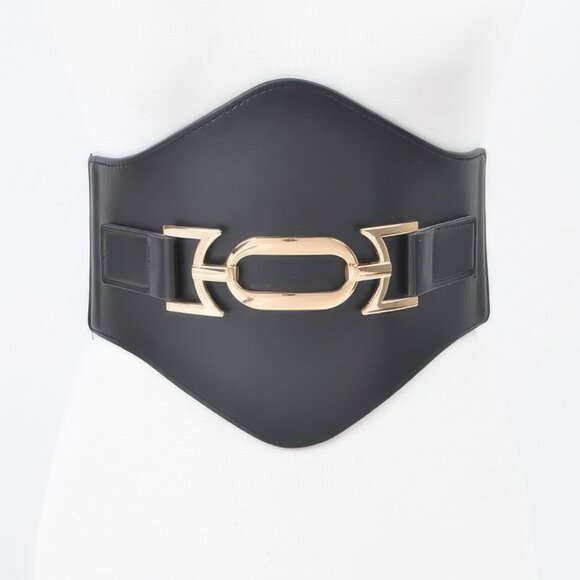 Faux Leather Wide Elastic Plus Size Belt - Picture 1 of 2